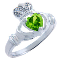 Silver CZ Birthstones Claddagh Heart Ring