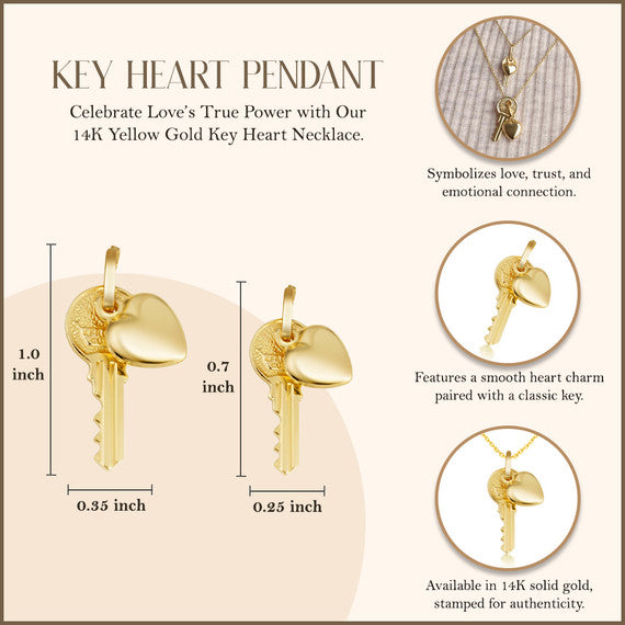 Key Heart Necklace in 14K Gold (S/L)