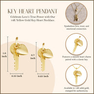 Key Heart Necklace in 14K Gold (S/L)