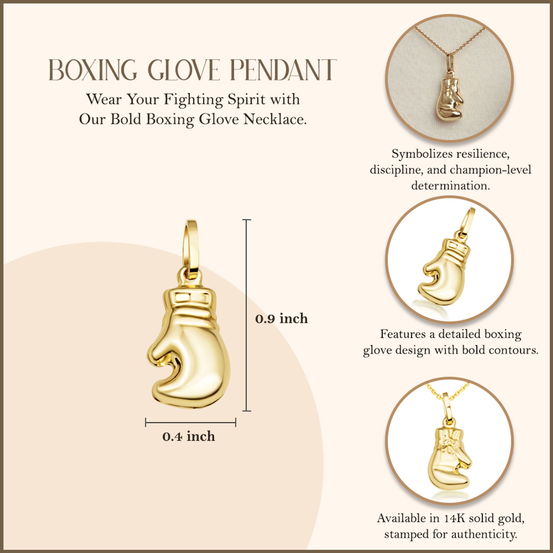 14K Gold Boxing Glove Pendant Necklace