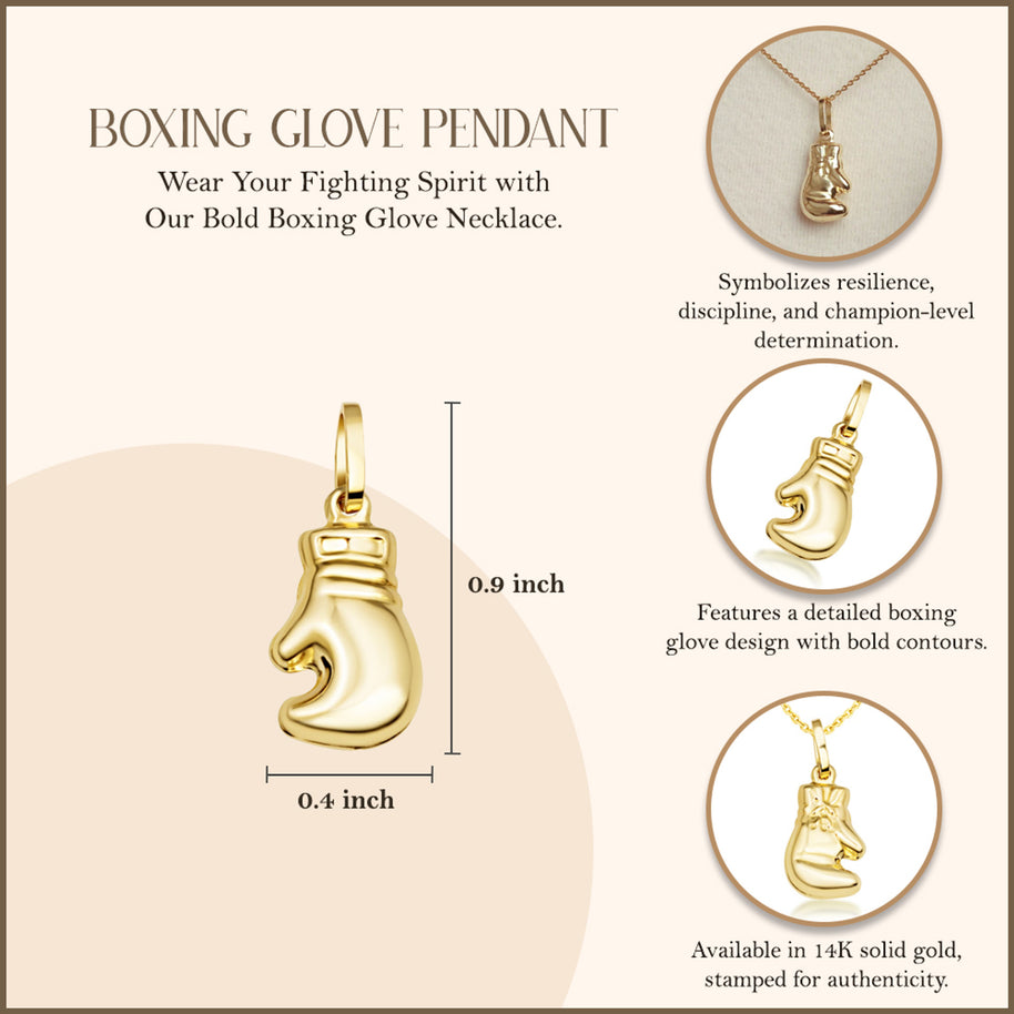 14K Gold Boxing Glove Pendant Necklace