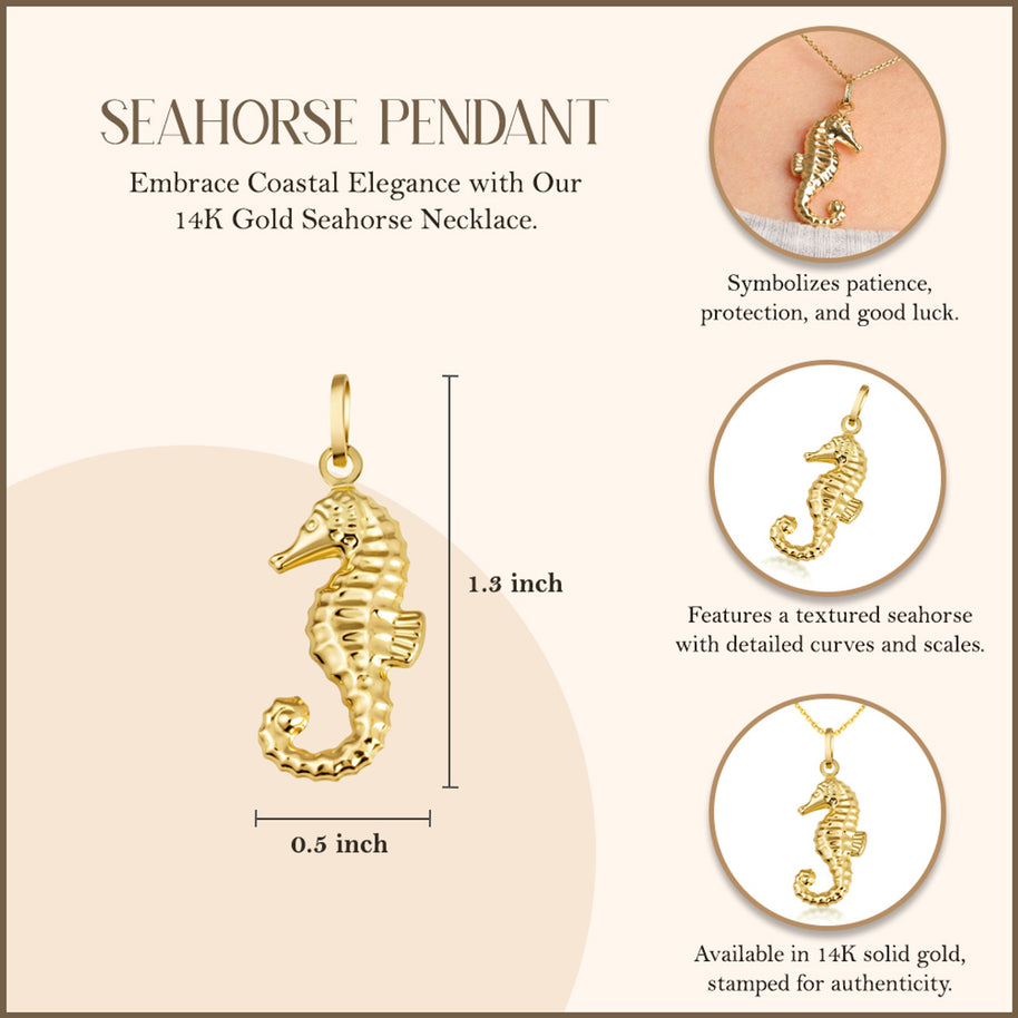 14K Gold Seahorse Necklace