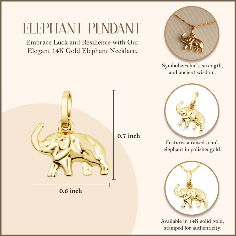 14K Gold Elephant Necklace