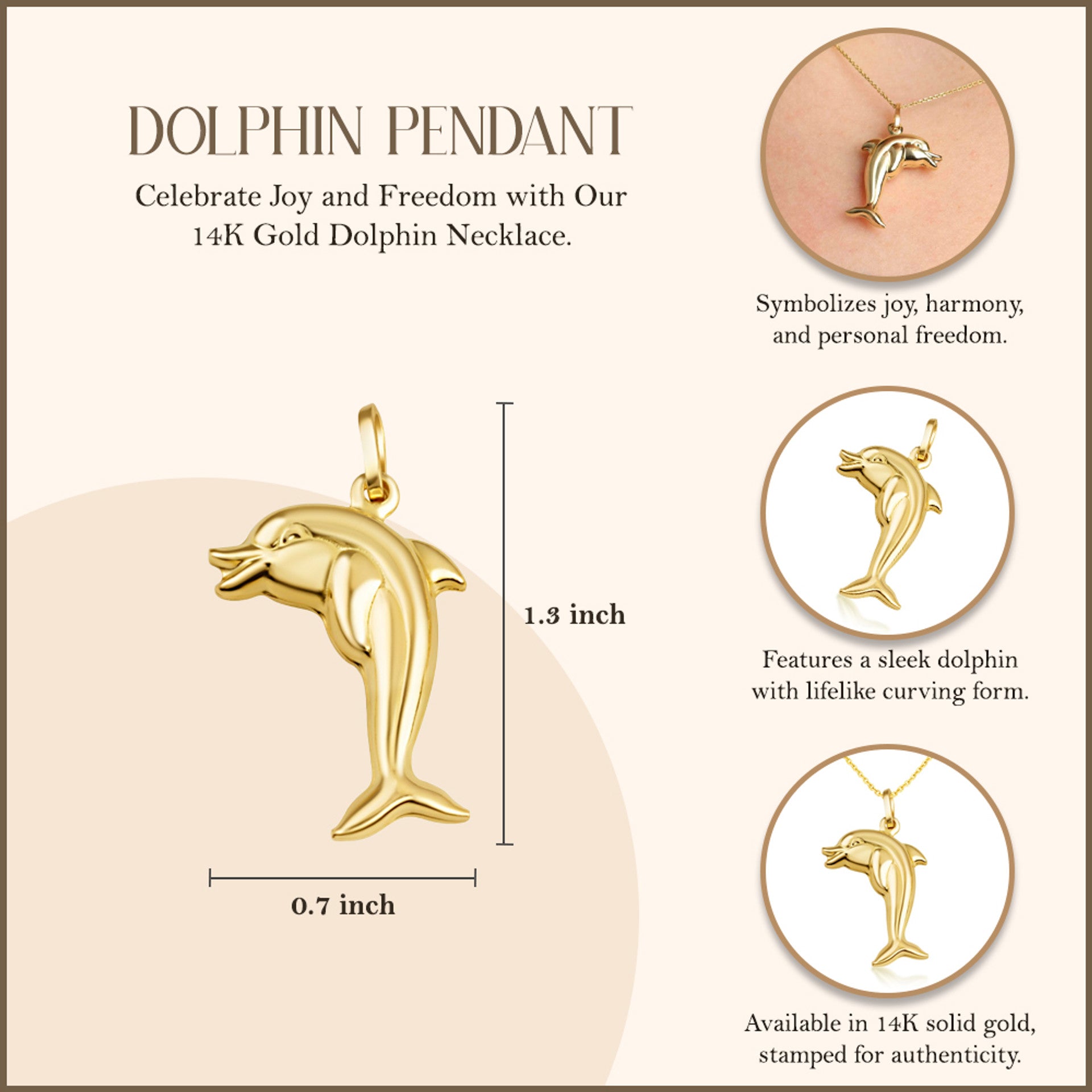 Dolphin Necklace in 14K Gold