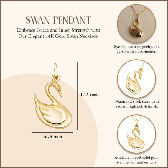 14K Gold Swan Necklace