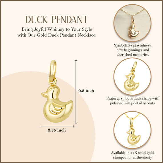 14K Gold Duck Necklace