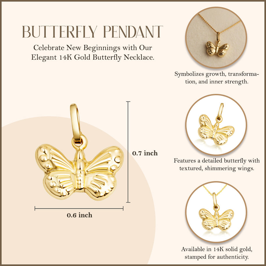 14K Gold Butterfly Necklace