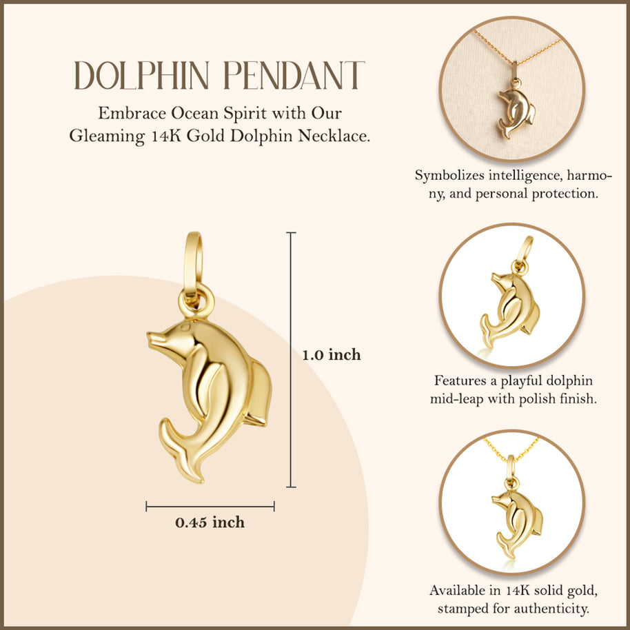 Dolphin Necklace in 14K Yellow Gold