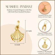 14K Gold Pearl Seashell Necklace