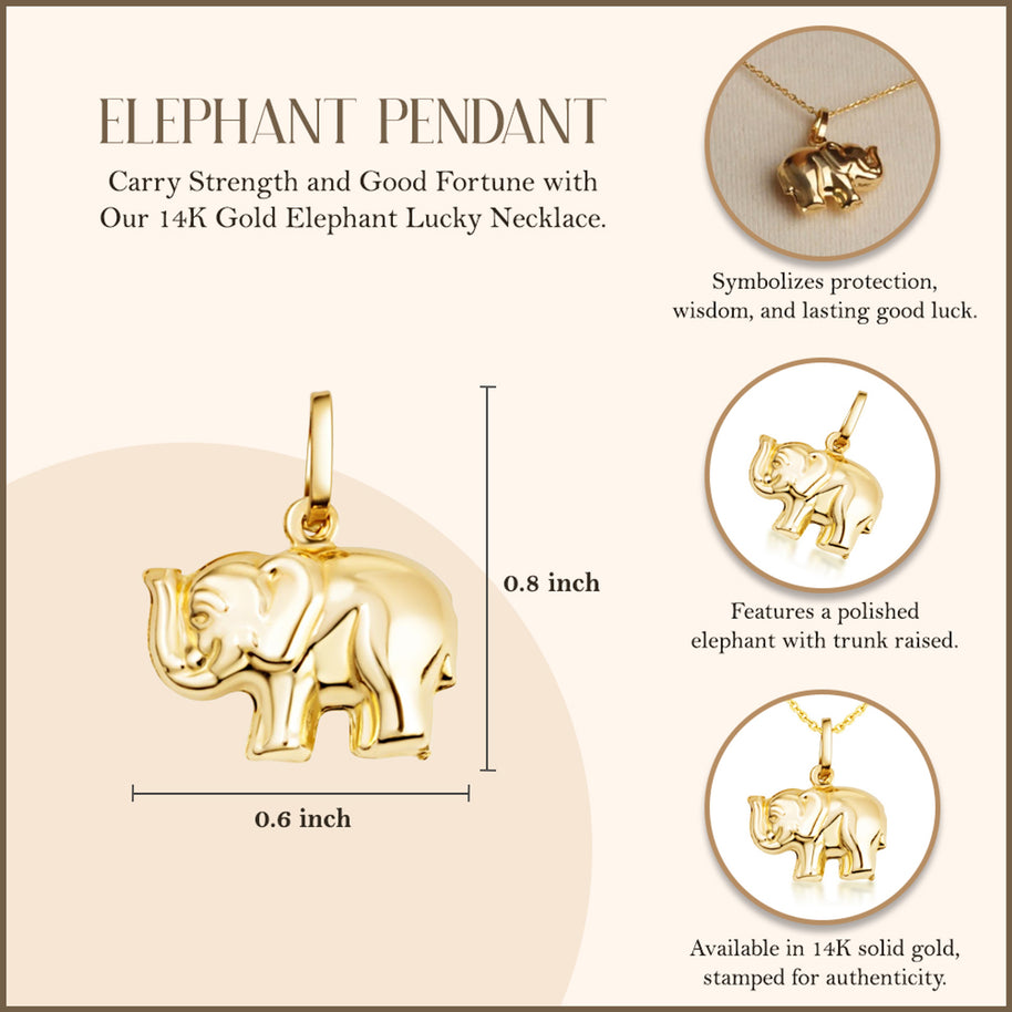 14K Gold Elephant Lucky Necklace