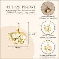 14K Gold Elephant Lucky Necklace