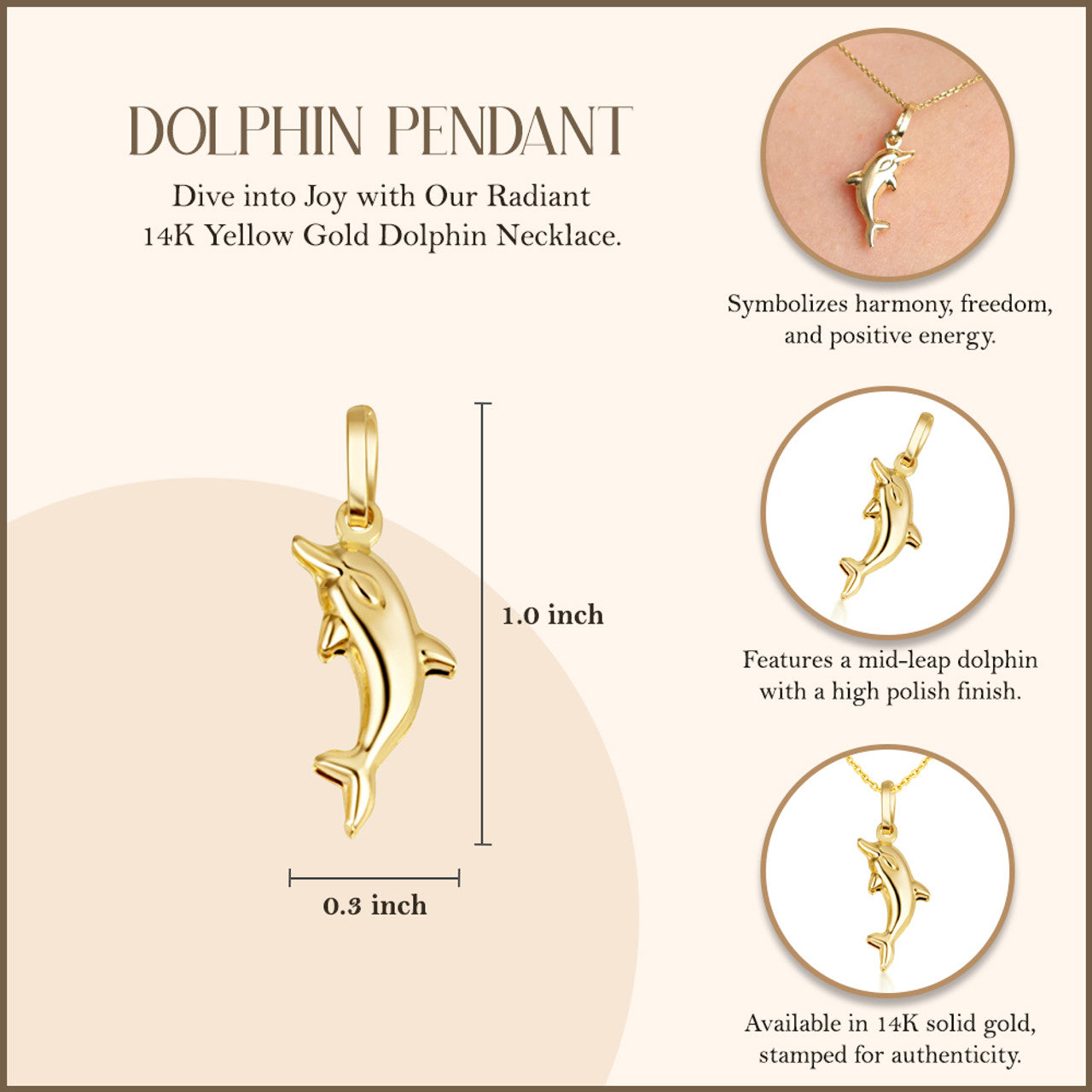 14K Gold Dolphin Necklace