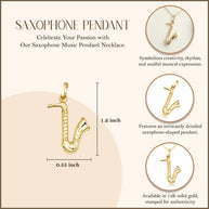 14K Gold Saxophone Music Pendant Necklace