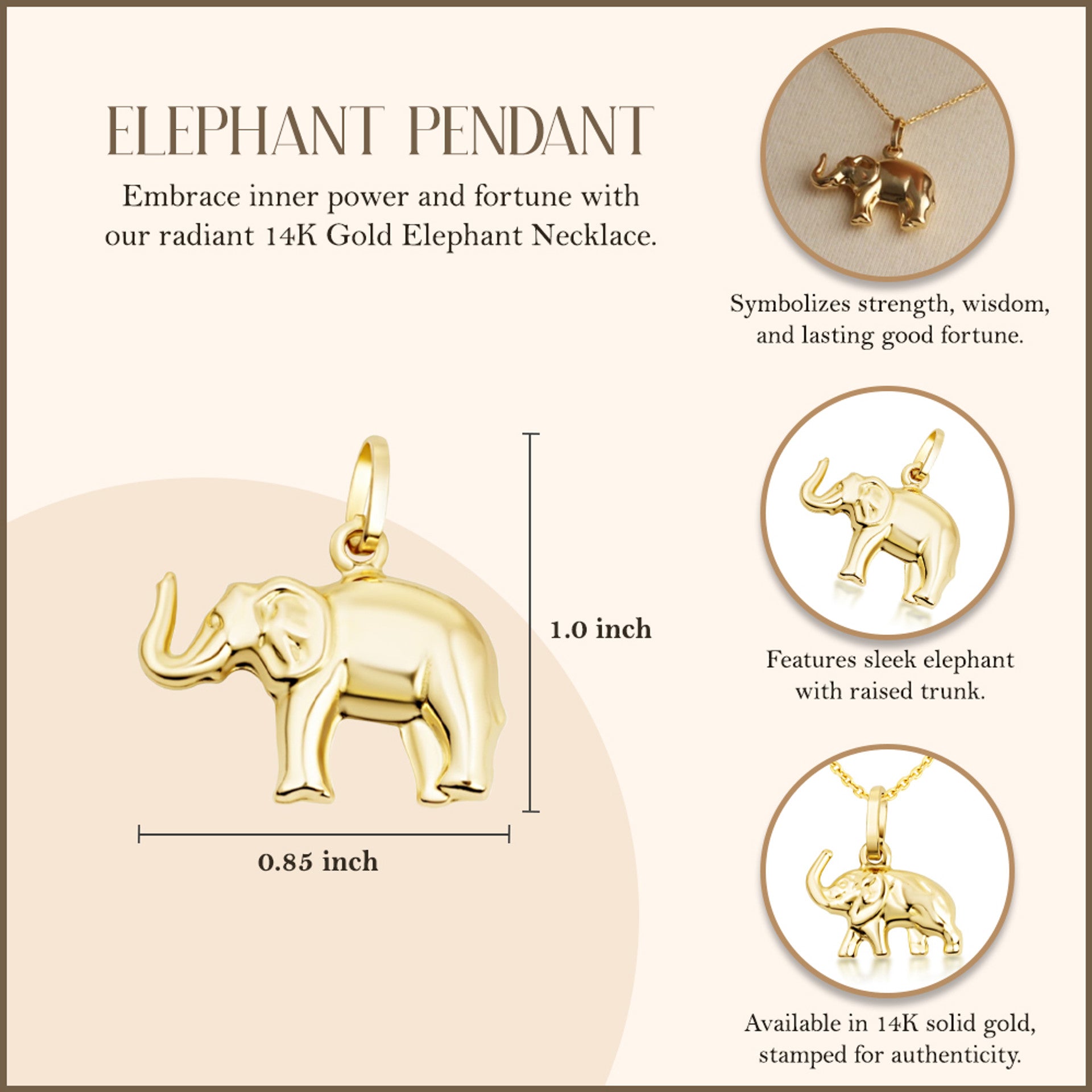 Elephant Necklace in 14K Gold