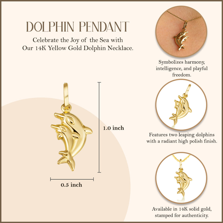 14K Yellow Gold Dolphin Necklace