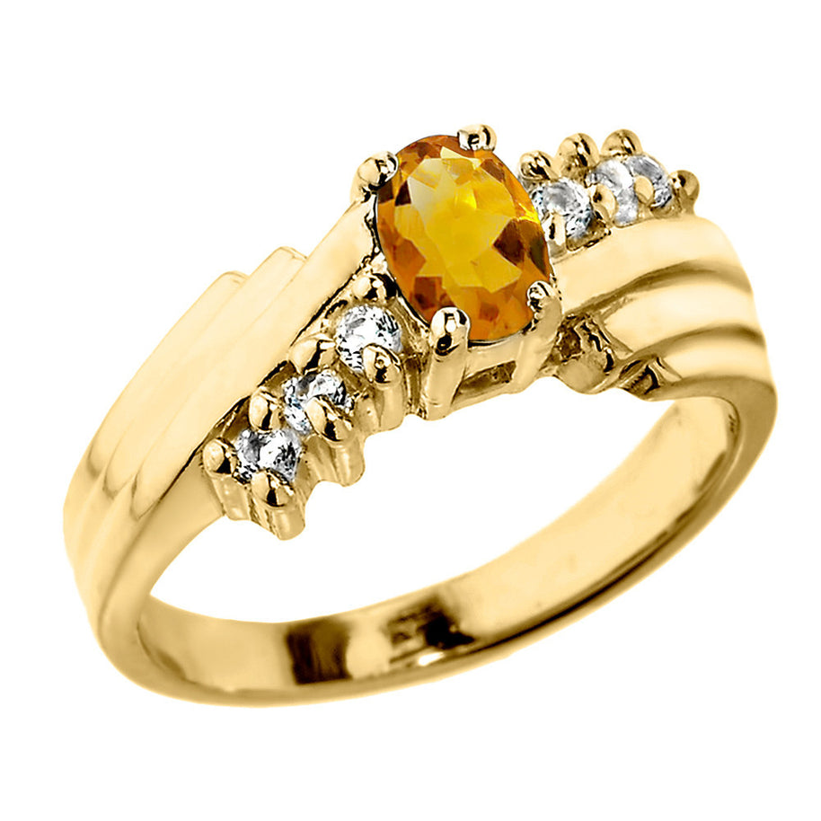 Dazzling Gold Diamond and Lab Created birthstone Proposal Ring(Available In Yellow/Rose/White Gold)