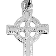 White Gold Celtic Irish Cross Pendant