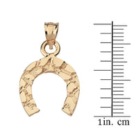 Nugget Horseshoe Pendant Necklace in Solid Gold (Yellow/Rose/White)