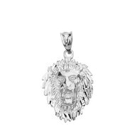 Sterling Silver Diamond Cut Roaring Lion Head Pendant Necklace