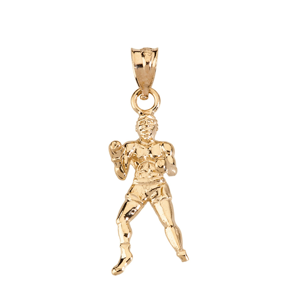 Fight Sports Athletic Boxing Pendant Necklace in Solid Gold (Available in Yellow/Rose/White)