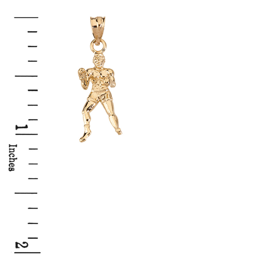 Fight Sports Athletic Boxing Pendant Necklace in Solid Gold (Available in Yellow/Rose/White)