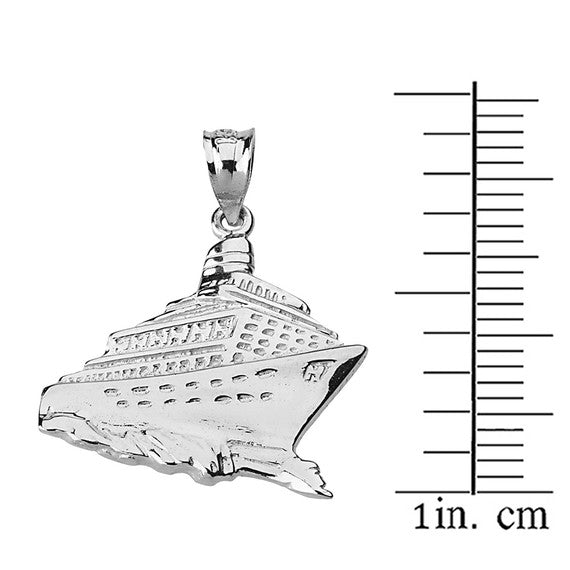 Sterling Silver Cruise Ship Ocean Liner Pendant Necklace