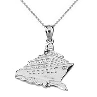 Sterling Silver Cruise Ship Ocean Liner Pendant Necklace