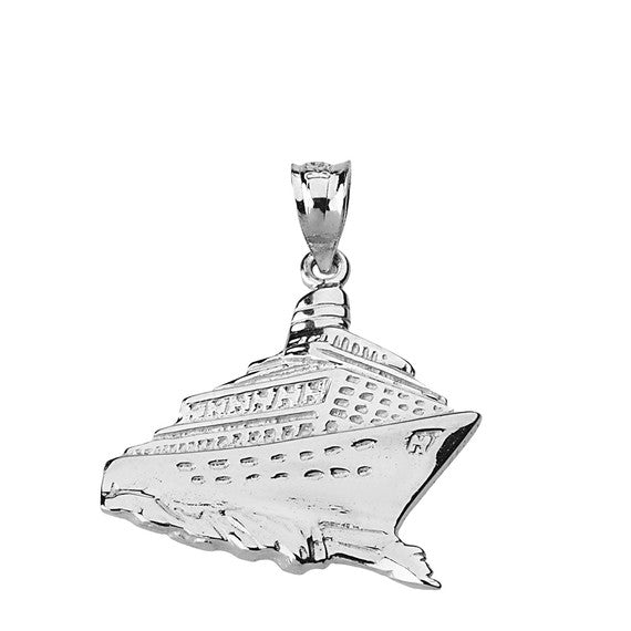 Sterling Silver Cruise Ship Ocean Liner Pendant Necklace