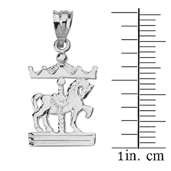 Solid Gold Horse Carousel Pendant Necklace(Available In Yellow/Rose/White Gold)