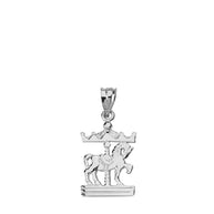 Solid Gold Horse Carousel Pendant Necklace(Available In Yellow/Rose/White Gold)