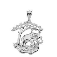 Elephant Tree of Life Pendant Necklace in Solid Gold (Yellow/Rose/White)