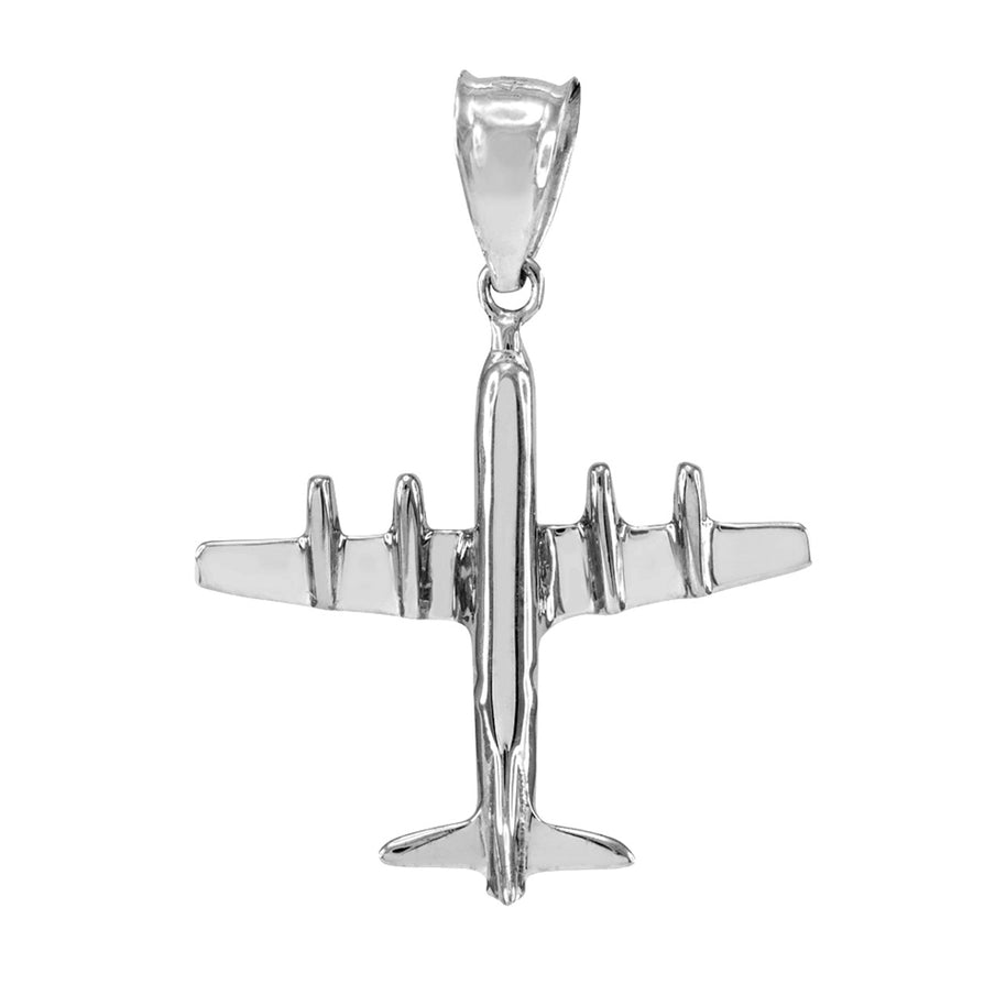 925 Sterling Silver 3D Airplane Pendant Necklace