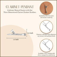 925 Sterling Silver Clarinet Necklace
