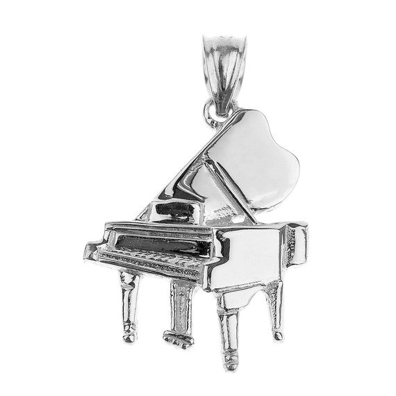 Sterling Silver Grand Piano Pendant Necklace