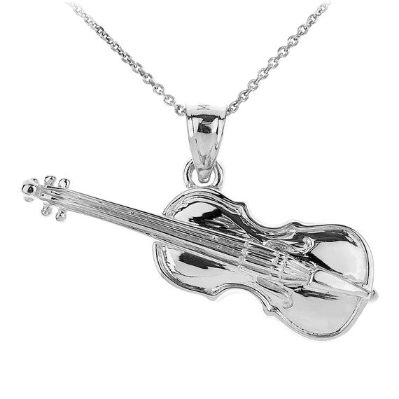Solid .925 Sterling Silver Music Accordion Pendant Necklace