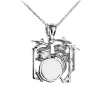 Sterling Silver Drum Set Pendant Necklace