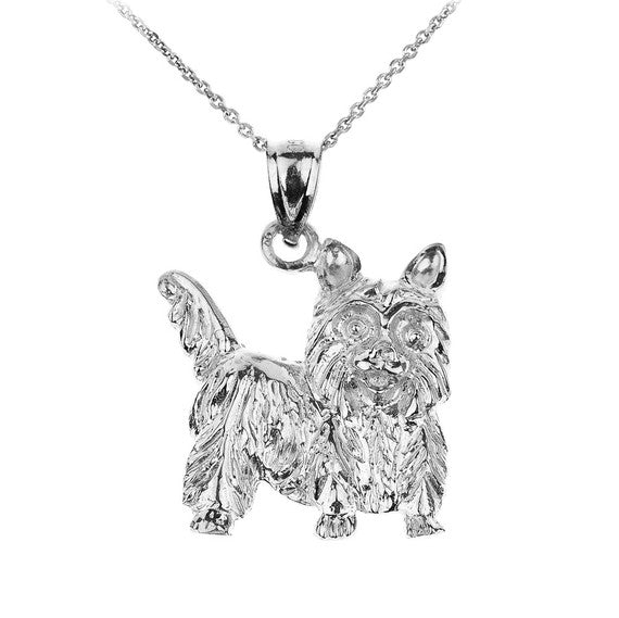 Gold Yorkie Dog Charm Pendant Necklace (Available in Yellow/Rose/White Gold)