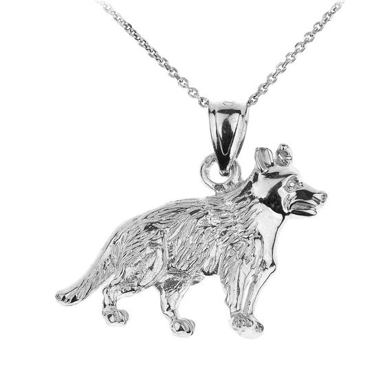 Gold German Shepherd K9 Dog Pendant Necklace(Available in Yellow/Rose/White Gold )