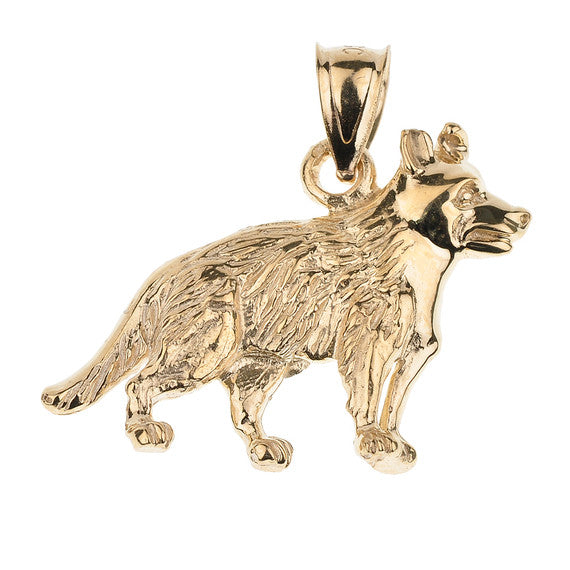 Gold German Shepherd K9 Dog Pendant Necklace(Available in Yellow/Rose/White Gold )