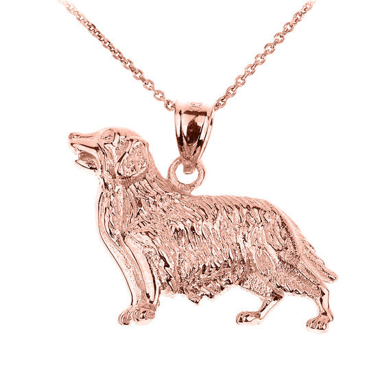 Solid Gold Golden Retriever Dog Pendant Necklace(Available in Yellow/Rose/White Gold)