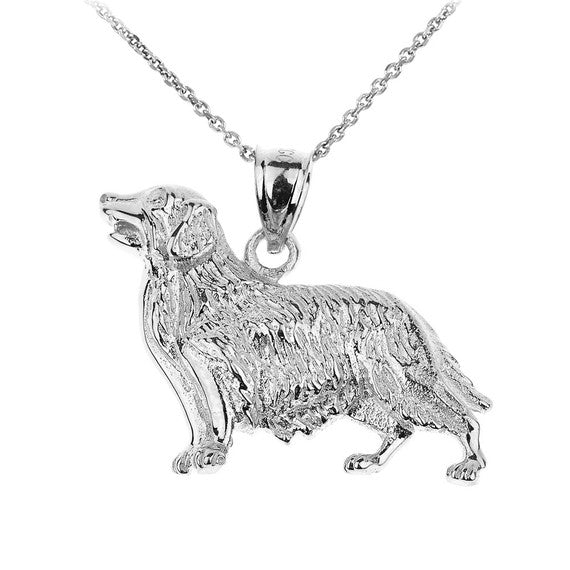 Solid Gold Golden Retriever Dog Pendant Necklace(Available in Yellow/Rose/White Gold)