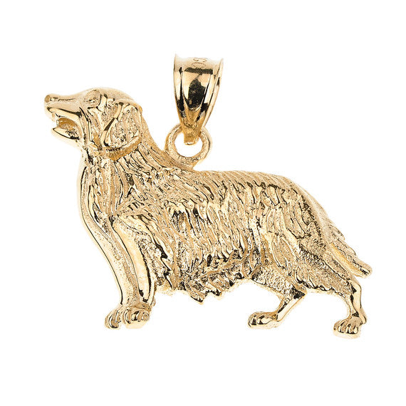Solid Gold Golden Retriever Dog Pendant Necklace(Available in Yellow/Rose/White Gold)