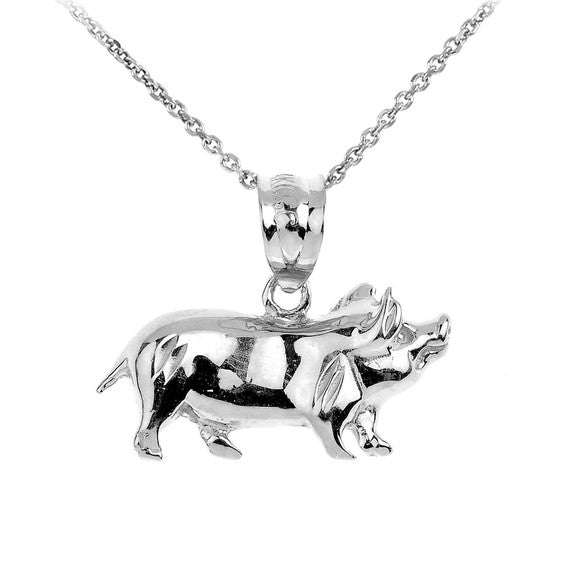 925 Sterling Silver Charm Pig Pendant Necklace