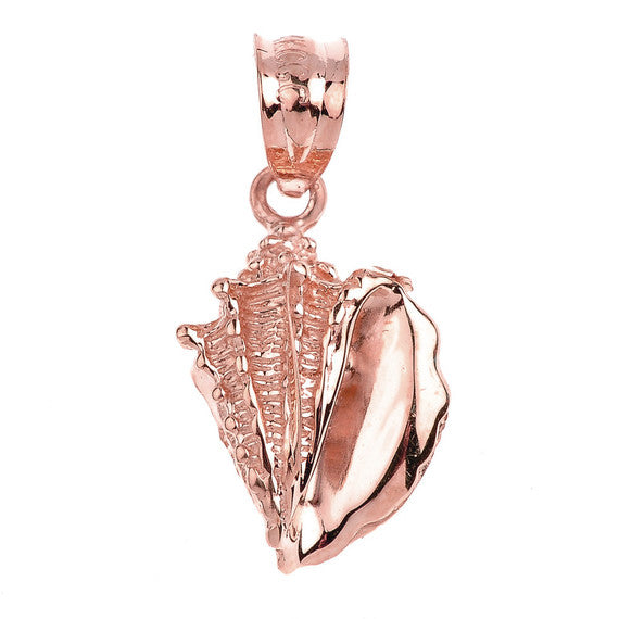 Gold Beach Seashell Pendant Necklace (Available in Yellow/Rose/White Gold)