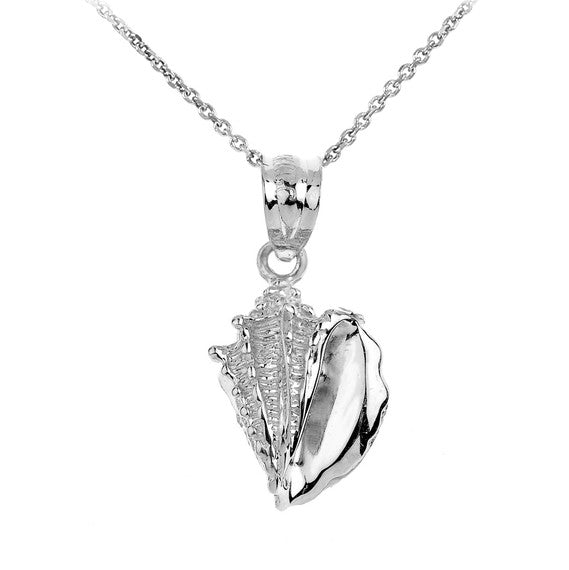 .925 Sterling Silver Beach Seashell Pendant Necklace