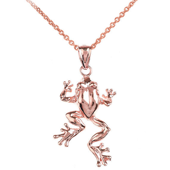 Polished Gold Frog Pendant Necklace(Available In Yellow/Rose/White Gold)