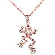 Polished Gold Frog Pendant Necklace(Available In Yellow/Rose/White Gold)