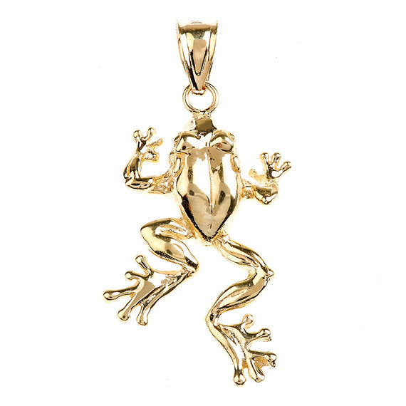 Polished Gold Frog Pendant Necklace(Available In Yellow/Rose/White Gold)