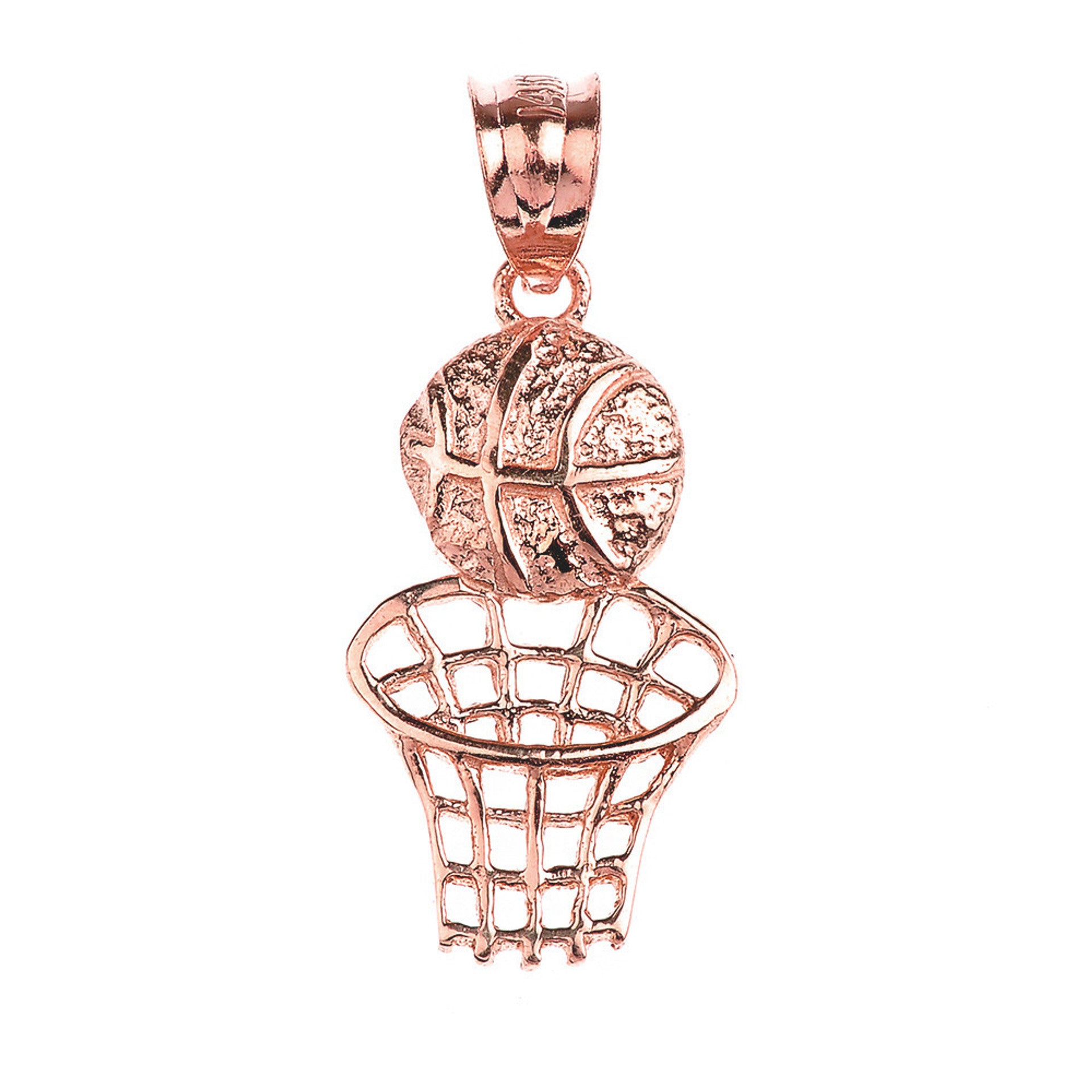 Gold Basketball Hoop Sports Pendant(Available in Yellow/Rose/White Gold)