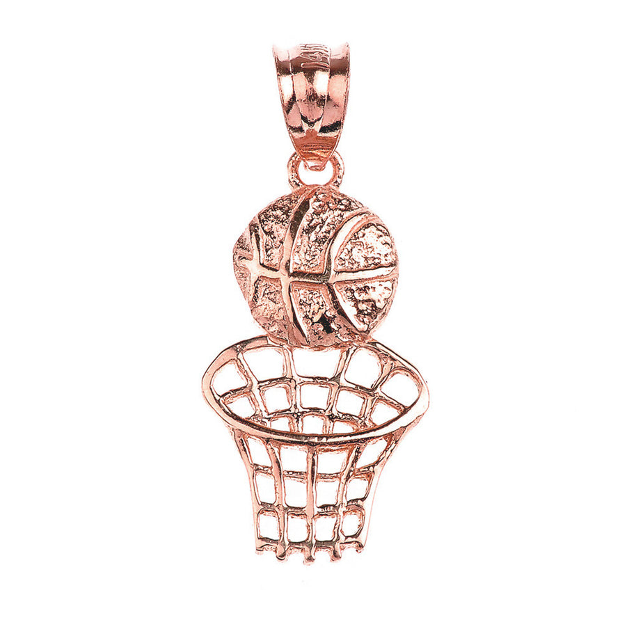Gold Basketball Hoop Sports Pendant(Available in Yellow/Rose/White Gold)